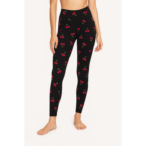 VICTORIA'S SECRET PINK Black with Cherries Leggings with pocket Womens Size XS - Picture 1 of 6